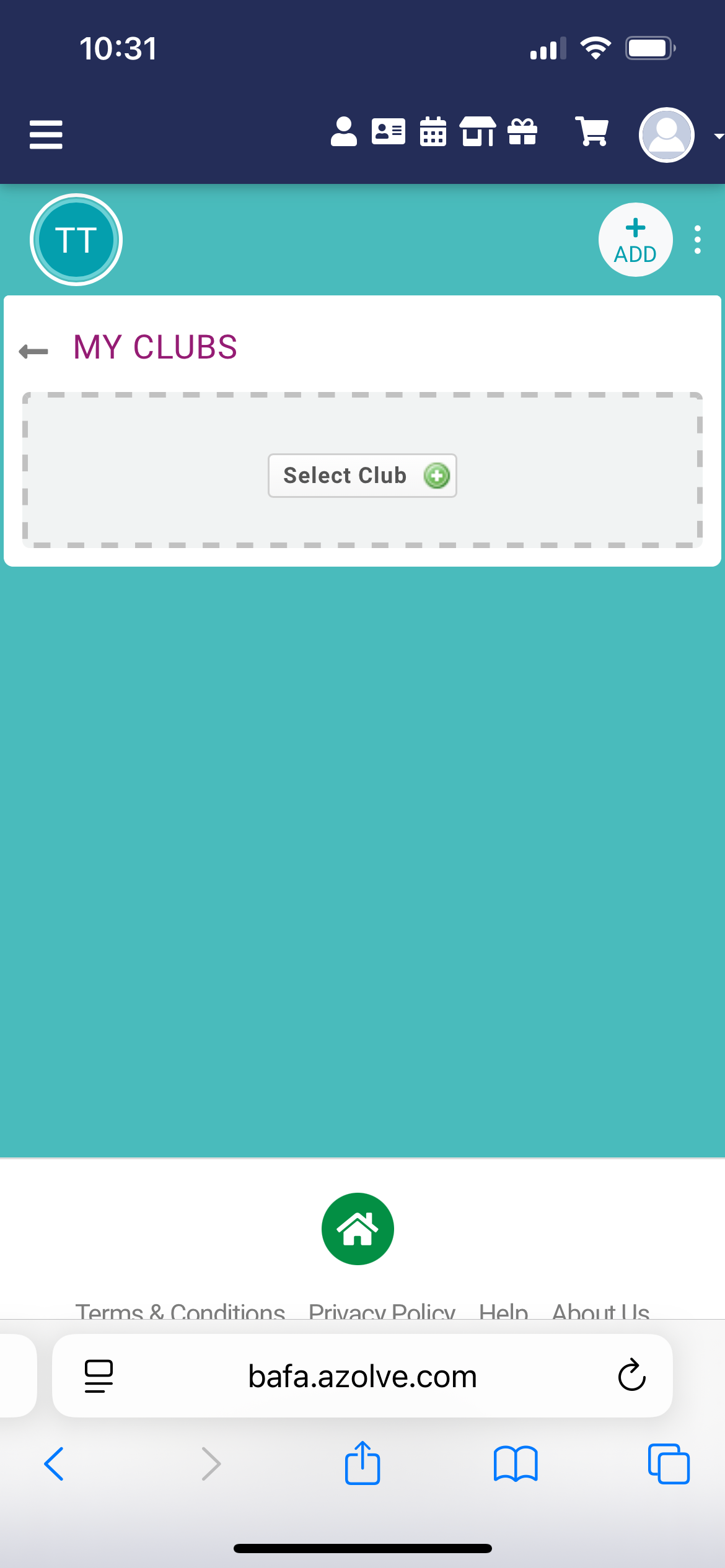 My Clubs button
