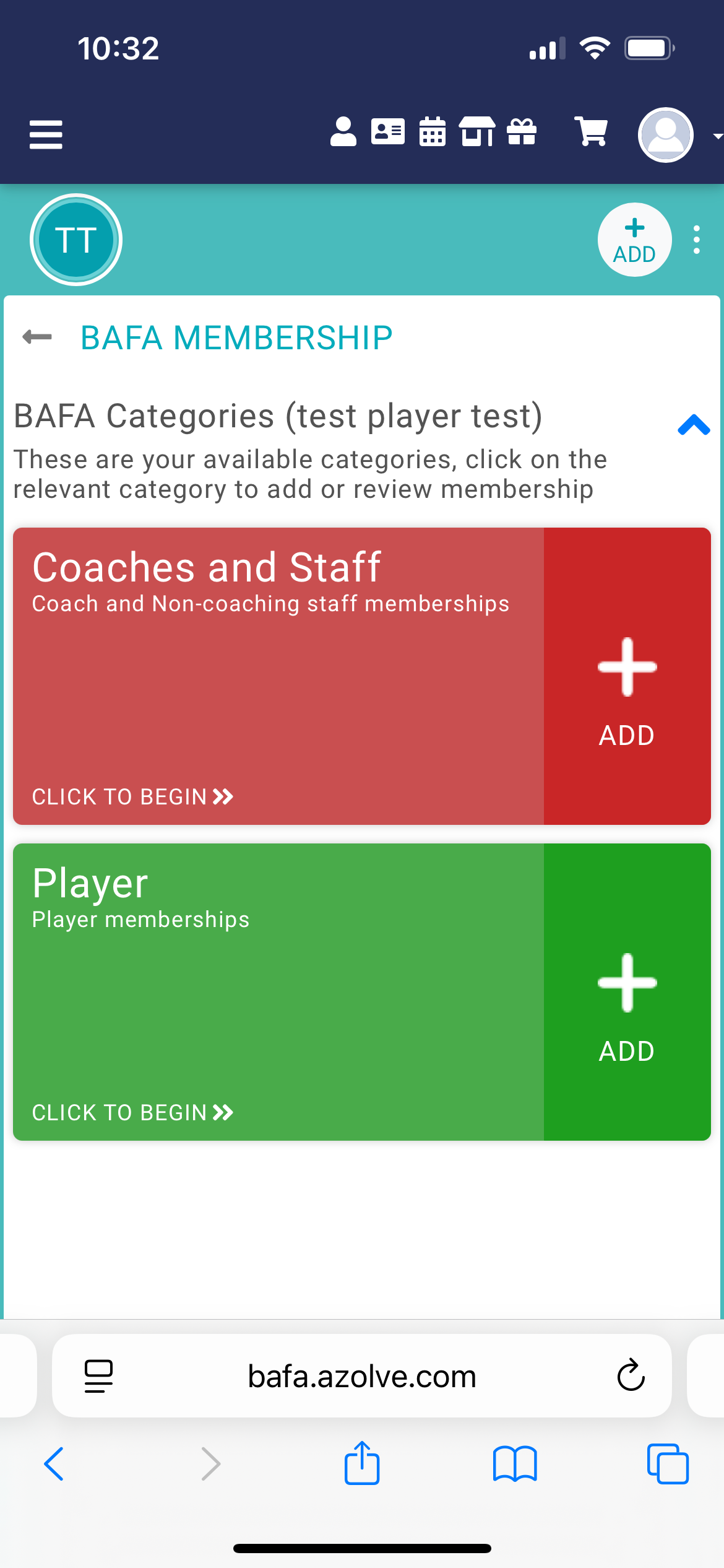 Membership menu item